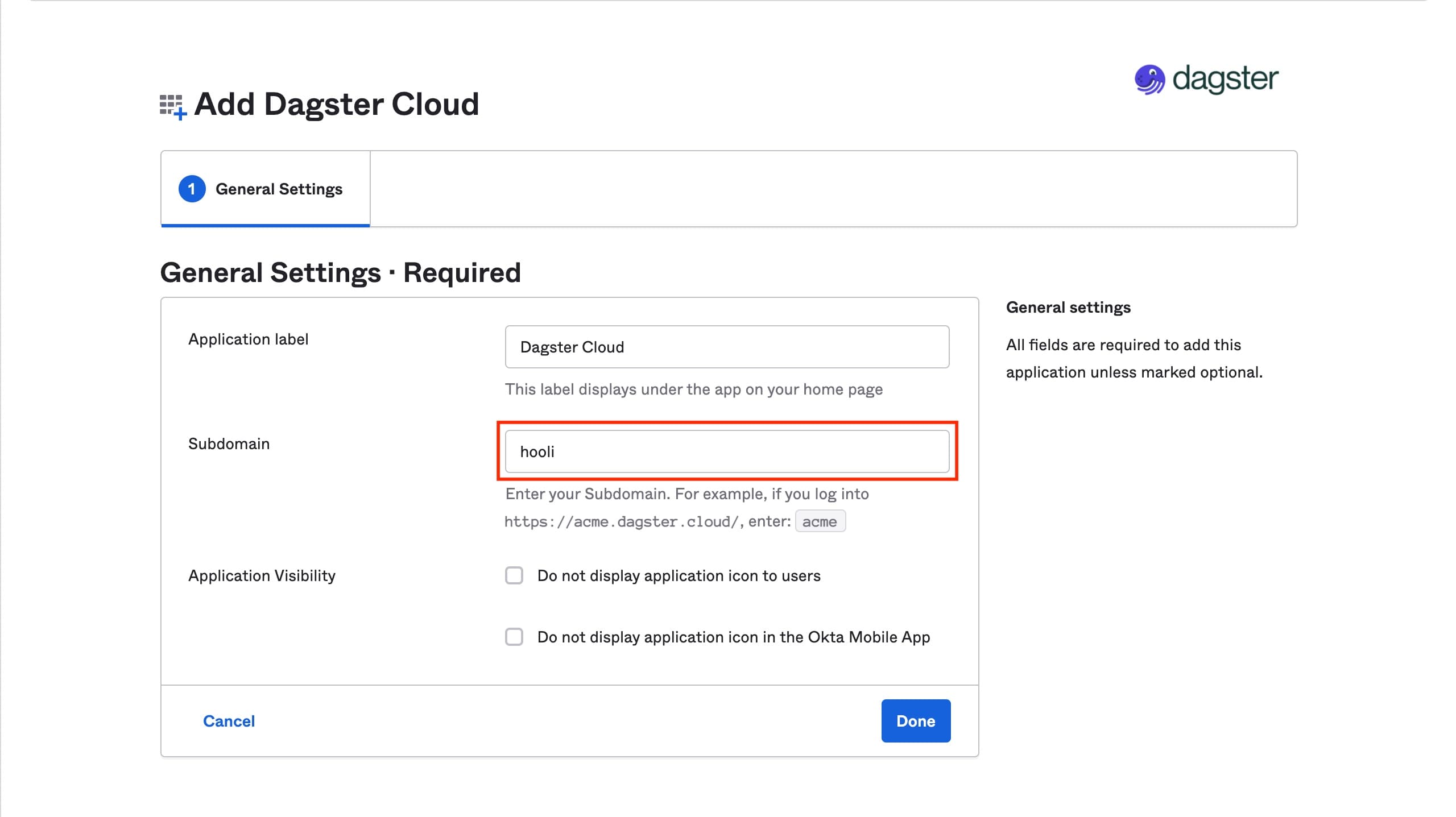 Okta Subdomain Configuration